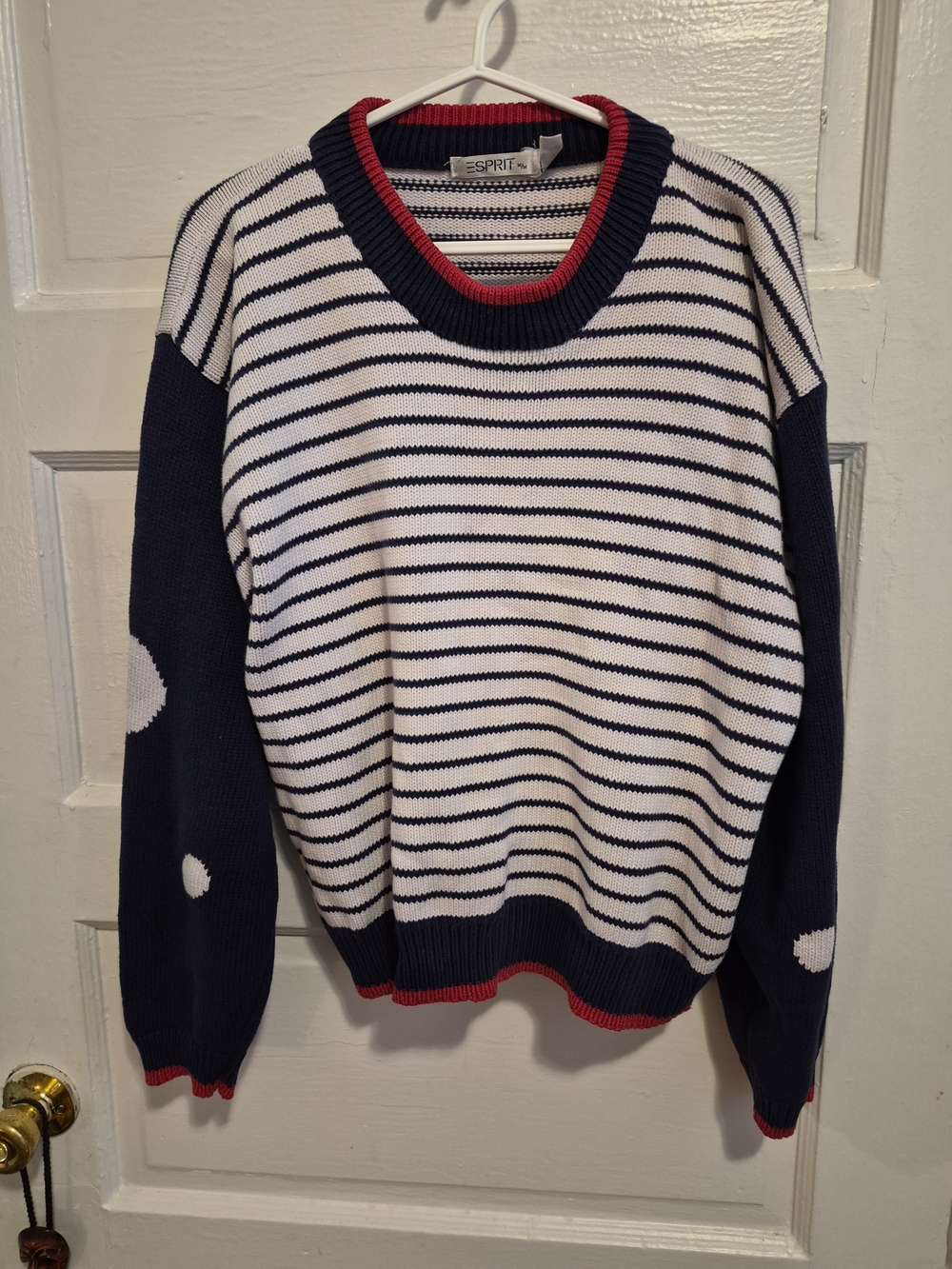 Esprit Navy, White & Red Striped Crewneck Sweater